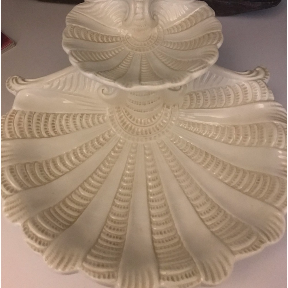 LN Lenox BUTLER'S PANTRY 2-Tier Shell Shaped Server Bowl - Made in Italy
